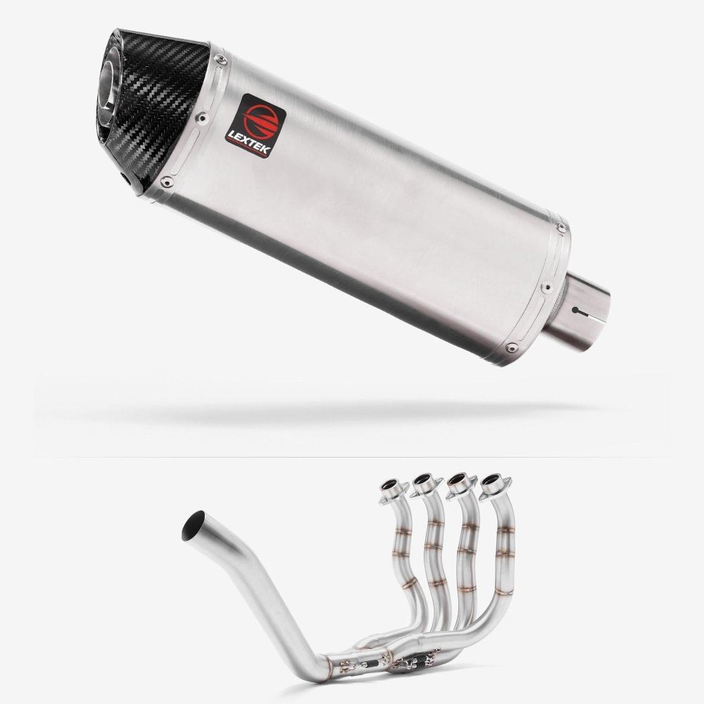 Lextek RP2 Gloss S/Steel Oval Exhaust System 300mm for Yamaha YZF R6 (99-02)