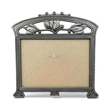 Antiqued Silver Color Floral Picture Frame 5x7 Photo Beaded Elegant Table Top