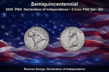 2026 P&D Declaración de Independencia Semiquincentenario Cuarto 2 Monedas BU Set