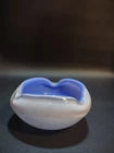 MURANO GLASS Ashtray Catch-all Trinket Dish Cased Glass Opaque White/ Blue 1960s