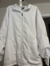 Jordan Men s XL White Full Zip Track Jacket Polyester Piqu Stand-Up Logo