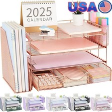 Durable Metal Mesh File Organizer Easy Assembly Desk Storage Rust Resistant New