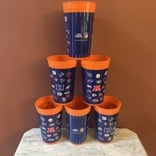 Six New Official NFL LVIII Super Bowl Plastic Cups Team Logos Little Caesars