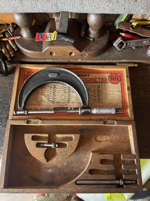 Vintage Moore & Wright No. 941X 0-4'' verstellbarer Mikrometer Satz