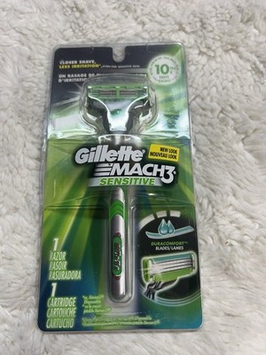 Gillette Mach 3 Sensitive Razor 1 Handle + 1 Cartridge DISCONTINUED Green Mach3
