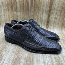 Mezlan Platinum Genuine Lizard Men's Size 10 M Green Gray Leather Dress Shoes