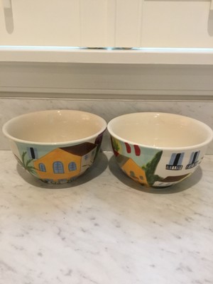 Set of 2 Vintage Pier 1 Villa Del Sol Soup Cereal Bowls Hand painted Earthenware