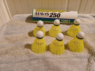 Yonex Mavis 250 Badminton Shuttlecocks 6 Stück Green Cap Slow Gelb  unbenutzt