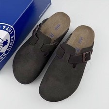 Birkenstock Boston Mocha Suede Leather Soft Footbed Women's and Men's Clog Shoes