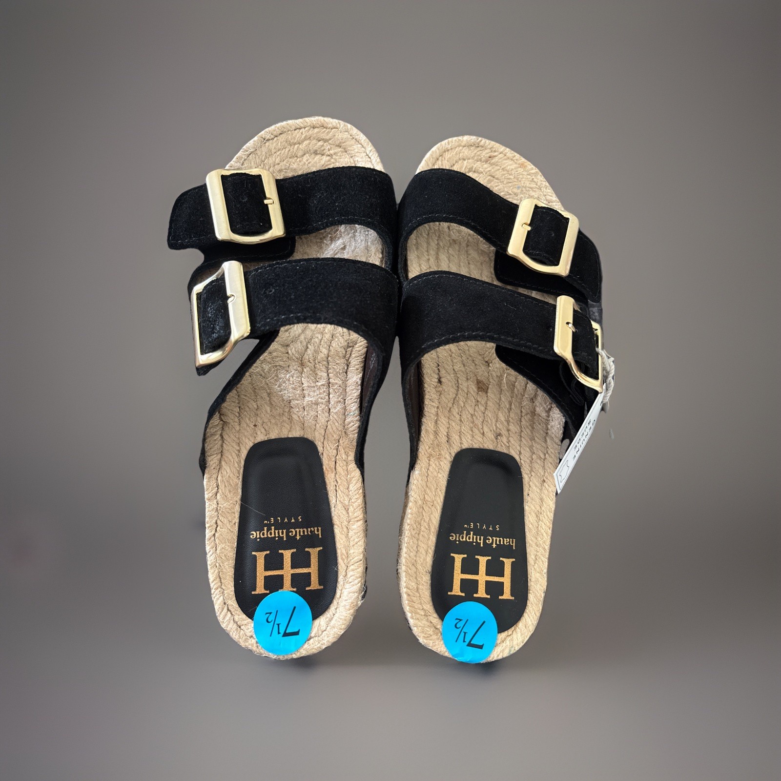 APL Sandali neri Haute Hippie con fibbie oro taglia 7 5 nuovi