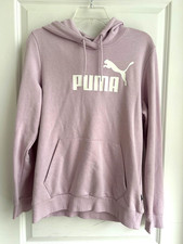 Puma Women  s Essential Logo Fleece Hoodie Large Pale Plum EUC