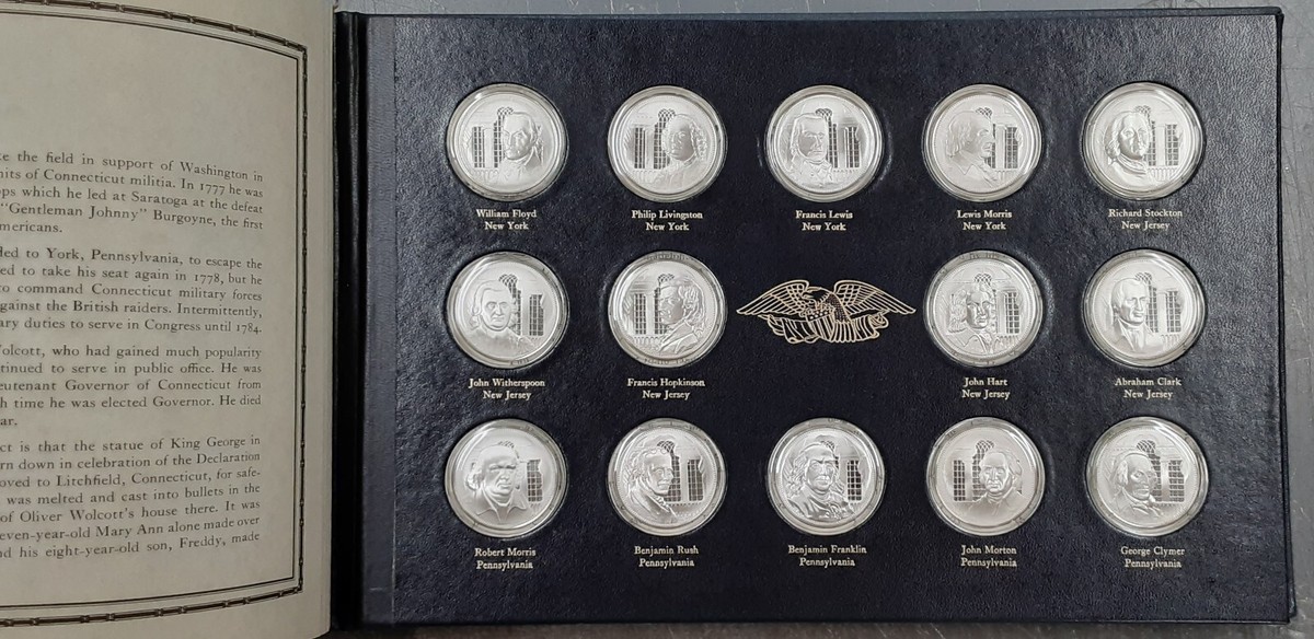 Franklin Mint .925 Silver Medal Signers of the Declaration 56 Pc