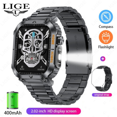 Smartwatch Herren mit Telefonfunktion Herzfrequenz Wasserdicht Sport Armbanduhr