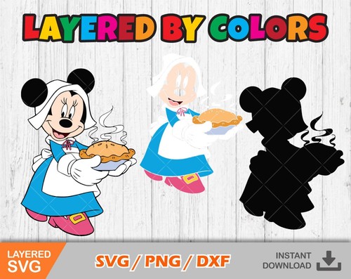 Pacchetto Clipart Topolino Thanksgiving, file tagliati Mickey Thanksgiving SVG per Cricut - Foto 2 di 2