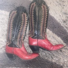 TONY LAMA Firecracker Red Lizard Vintage Boots, Women's Size 6,5 B In Good Condi