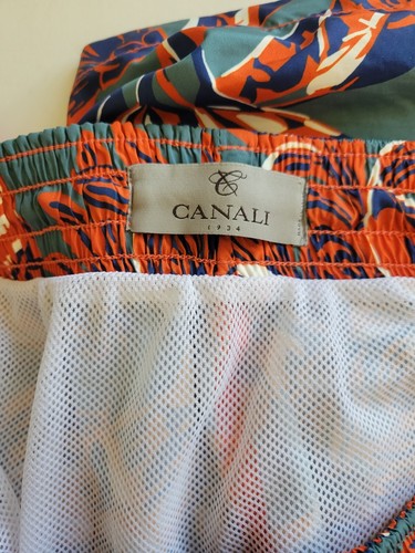 Canali men's L? (30) Red Green Floral Polyester Swim Trunks - Picture 4 of 6