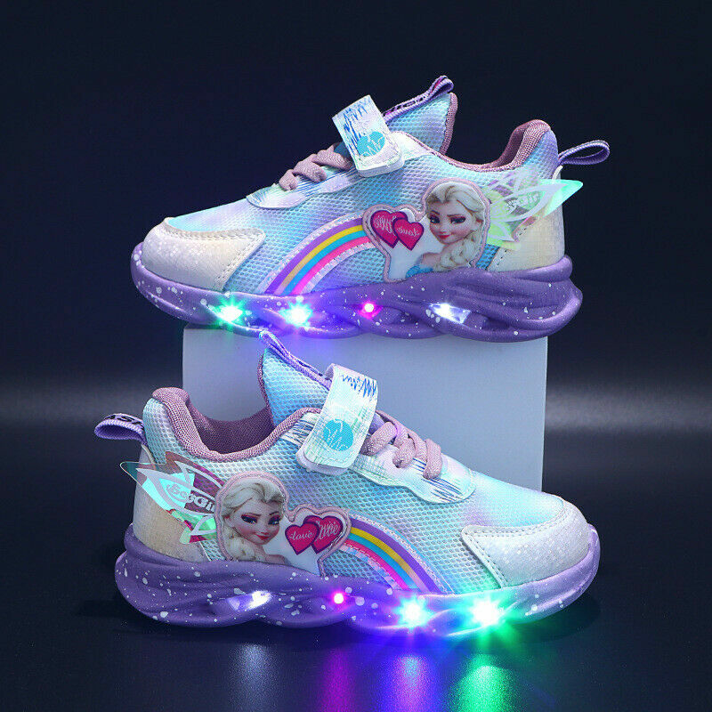 Kids Girls LED Luminous Sport Shoes Children Princess Flashi