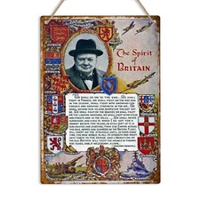 CHURCHILL QUOTE British Retro Metal Wall Sign Plaque Man Cave Bar pub Winston