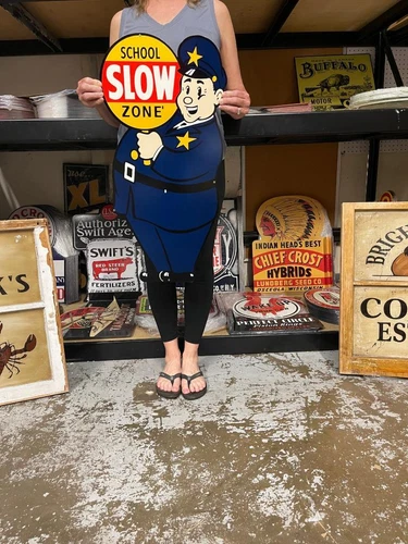 Antique Vintage Old Style Sign School Zone Crossing Guard Made USA