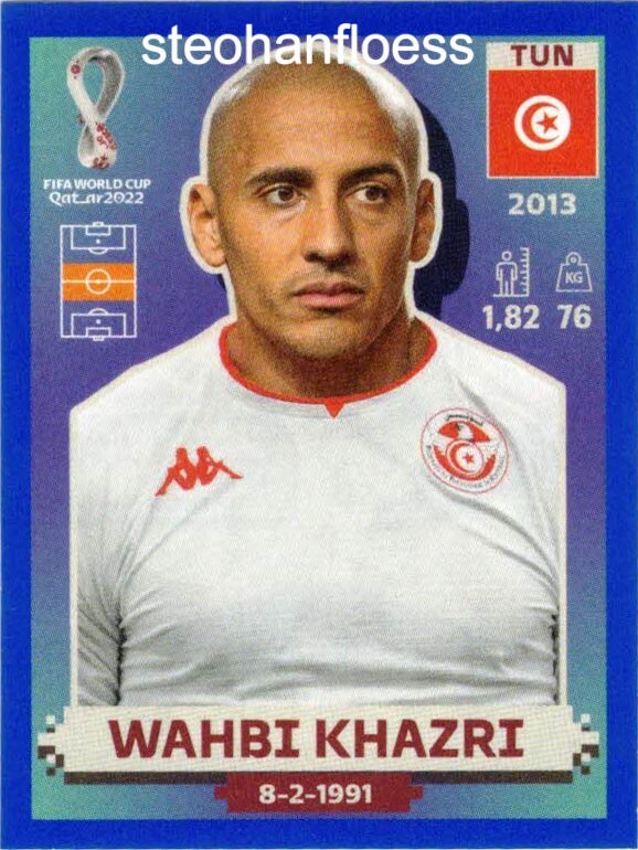 2022 Panini World Cup Stickers Blue #TUN13 Wahbi Khazri Tunisia