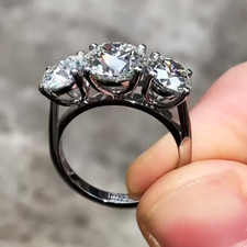 Diamond Three 3Ct Round Cut Lab-Created Engagement Ring 14K White Gold Plated