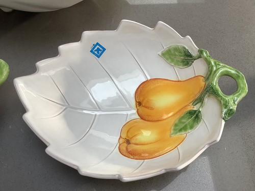 Italian Designer BERTONCELLO Leaf 3 Bowl Set Pear Vintage Rare 1980 1990 Collect - Picture 3 of 9