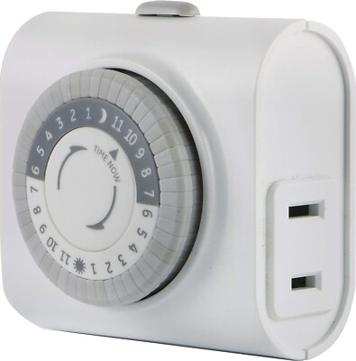 2 Pack Defiant 15 Amp 24-Hour Indoor Plug-In Mechanical Big Button Timer White