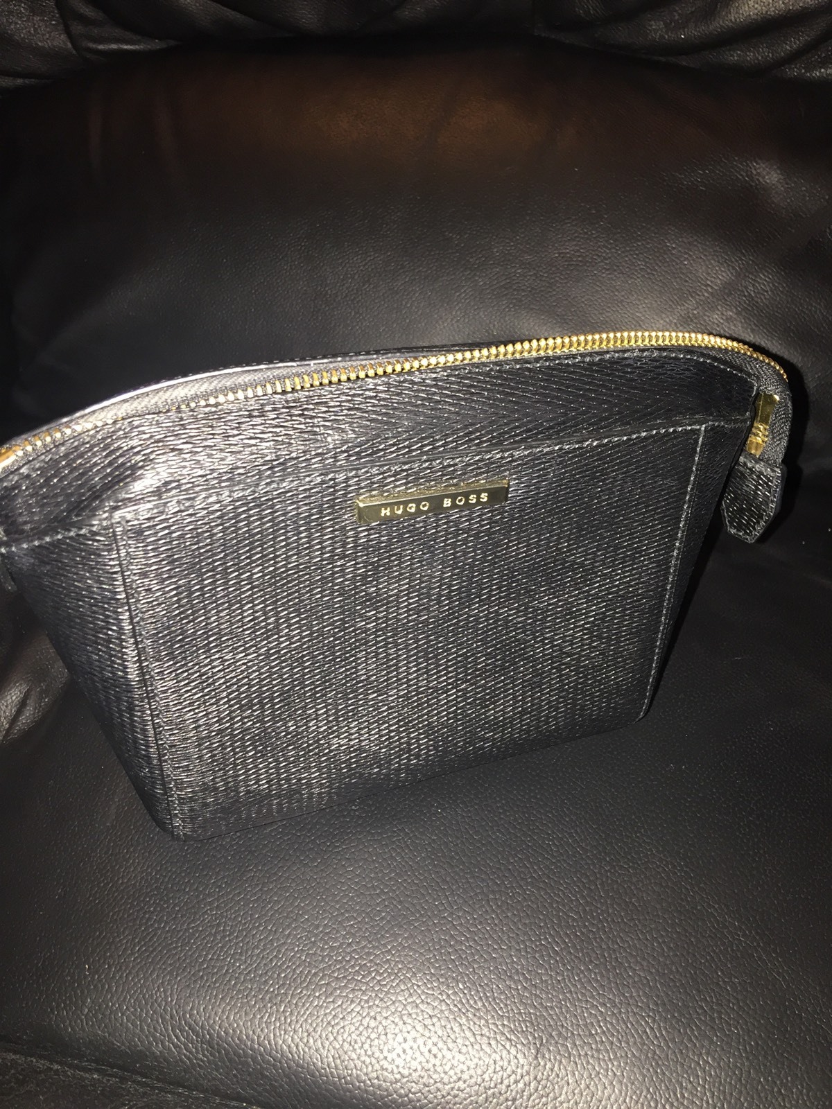 Hugo Boss Calfskin Leather Toiletry Travel Wash Bag eBay
