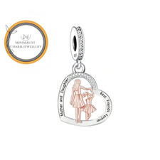 Mother And Daughter Heart Dangle Charm, Mother Gift Charm, Daughter Gift Charm