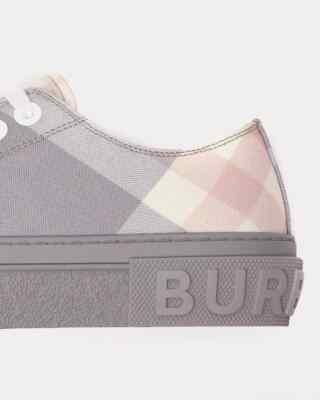 BURBERRY Z3013 Womens Pale Grey Jack Check Canvas Low-top Sneakers