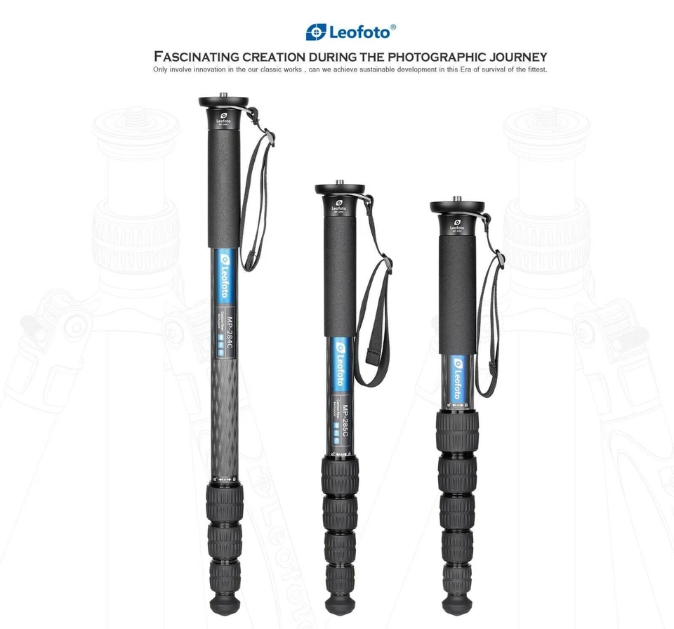 Leofoto MP-284C+VH-10S CF Monopod with VH-10S Two Way Tilt Head - Image 3 of 4