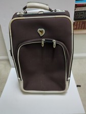 Diane Von Furstenberg Brown Rolling Travel Luggage Suitcase Bag 22"x13"x10"