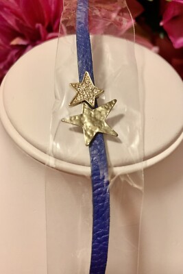 Gold and Sparkle Stars Bracelet on Blue Band