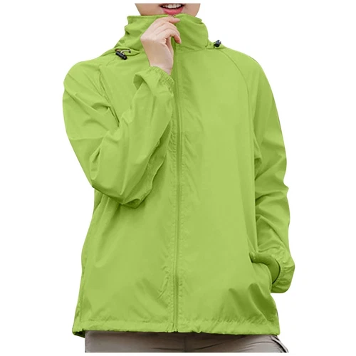 Chaqueta de lluvia ligera impermeable para mujer Abrigo de lluvia Cremallera completa Con capucha Cortavientos - Imagen 32 de 54