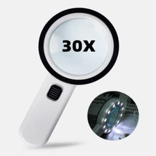 Magnifying Glass w/ Light 30X Power Jumbo Lighted Magnifiers Lens for Seniors