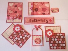 FEBRUARY "Valentine" Premade Scrapbook Page Mat Set SEWN