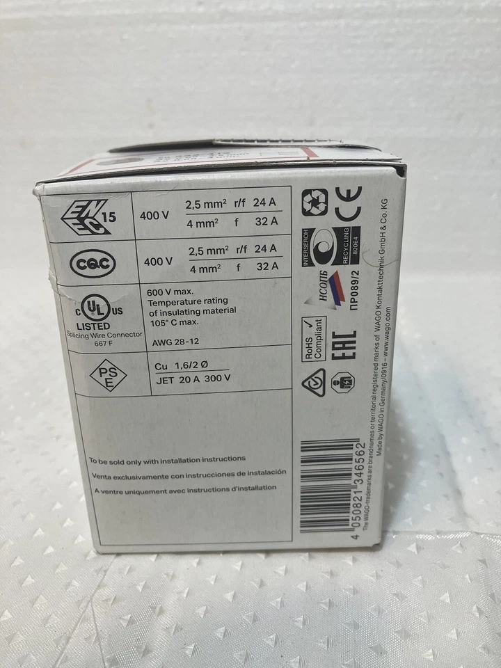 GENUINE WAGO two ports lever nuts 222-412 cage clamp new in box 50-PCS - Image 4 of 4