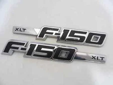 2PC FITS 2009 2010 2011 2012 2013 F 150 XLT FRONT EMBLEMS CHROME BLACK