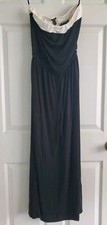 J. Crew Women Amie Maxi Dress Black Ivory Pockets Strapless, Drawstring Knit, PM
