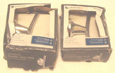 LOT OF 2 Glacier Bay Constructor Double Robe Hooks in Chrome (Box Distressed)