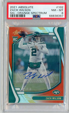 2021 Panini Absolute ZACH WILSON Rookie Auto Orange Spectrum /50 - PSA 8