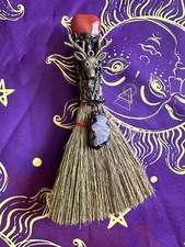 Red Japer Magic Broom Love Crystal Witch Broom Reiki Healing Crystal