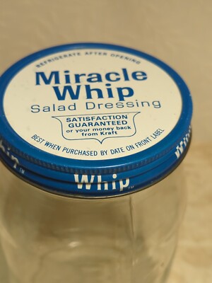 1970年　 KRAFT クラフトサラダガール Vintage 70's Glass Jar Kraft Miracle Whip Salad Dressing with Blue