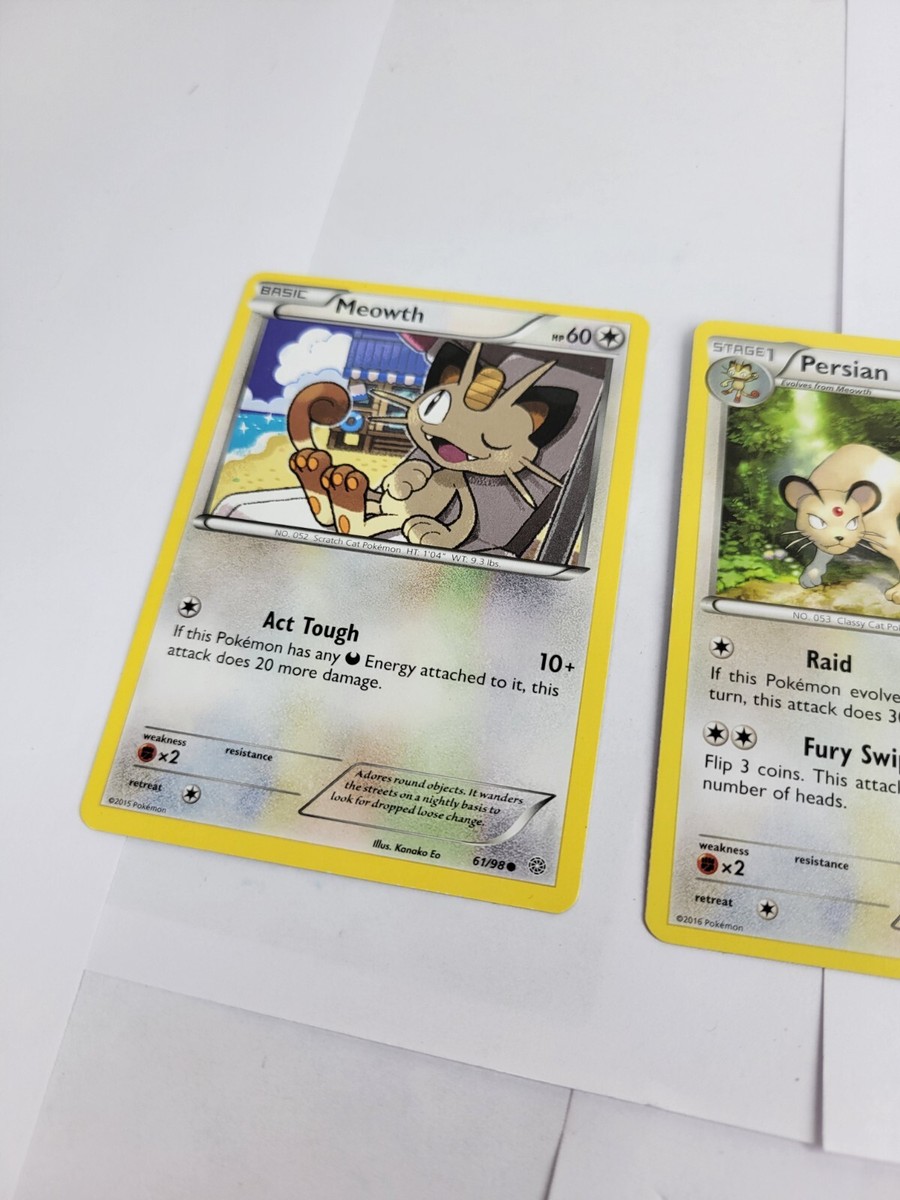 Meowth and Persian (x2) Pokemon Card TCG Lot Set of 3 Normal Type