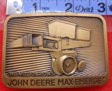 Vintage John Deere 1984 Max Emerge One Million Rows Belt Buckle Plain Back