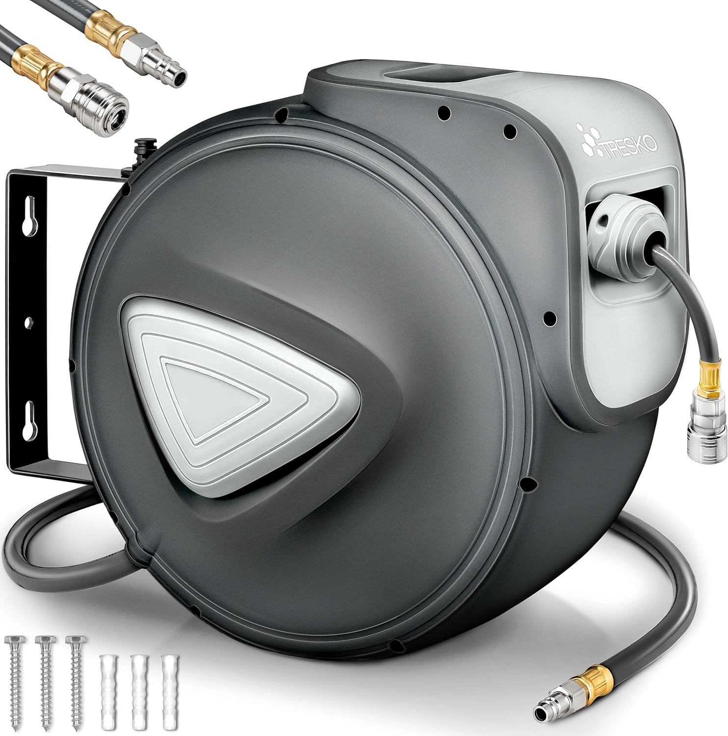 Tubo Aria Compressa 20 Metri Avvolgibile | Supporto Muro 180 Gradi