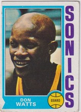 1974-75 Topps NBA #142 Don 'Slick' Watts RC Seattle Supersonics