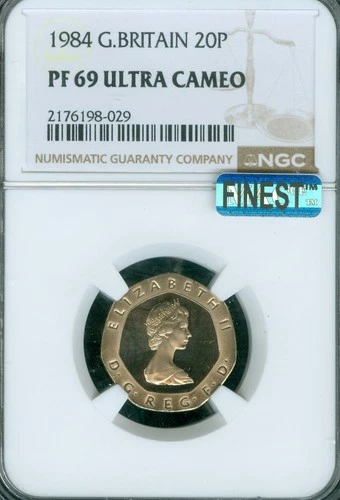 1984 GREAT BRITAIN 20 PENCE NGC PF69 UCAM MAC FINEST GRADE & SPOTLESS  .