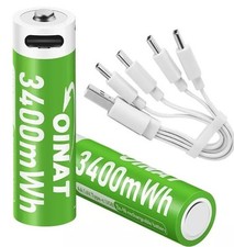 AA & AAA USB Rechargeable Batteries- Zinc 1.6V  + Type-C Cable/ High-Performance