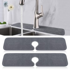 2 Pack Faucet Mat for Kitchen Sink Splash Guard Long: Super Absorbent Microfi...